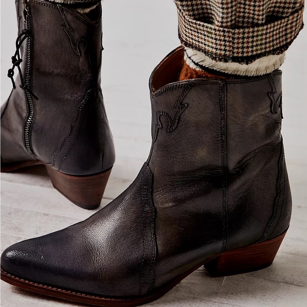 Free People New Frontier Western Bootie Size 37 Carbon Color Only worn 1x
